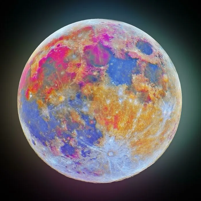 Utilizando filtros ultravioleta e infrarrojos, creé una imagen de la Luna que revela características ocultas.