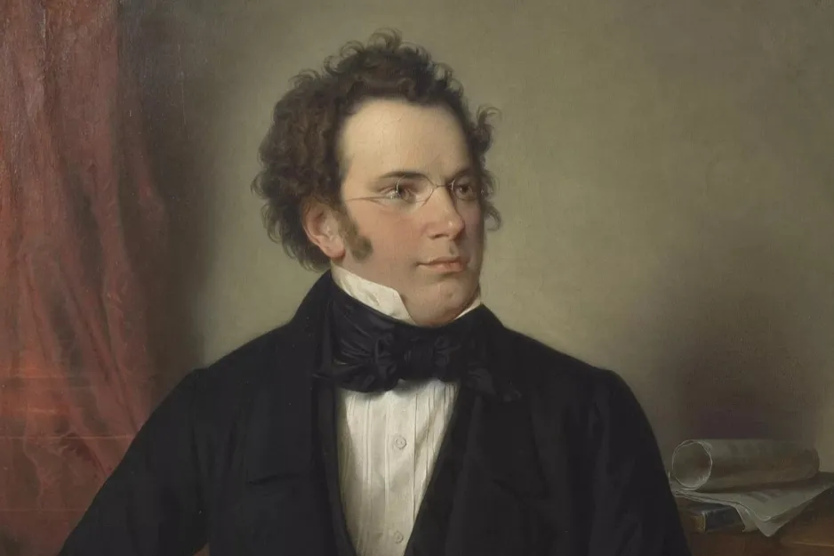 An oil painting portrait of Franz Schubert, known as the Father of the Symphony.
