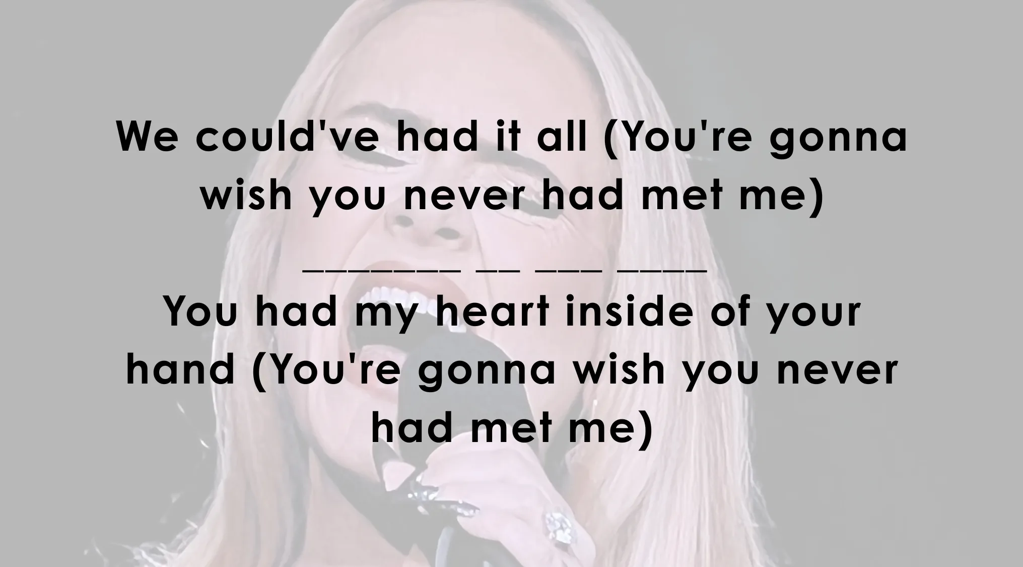 Adele song lyrics displayed with a blank to finish the famous music lyrics.