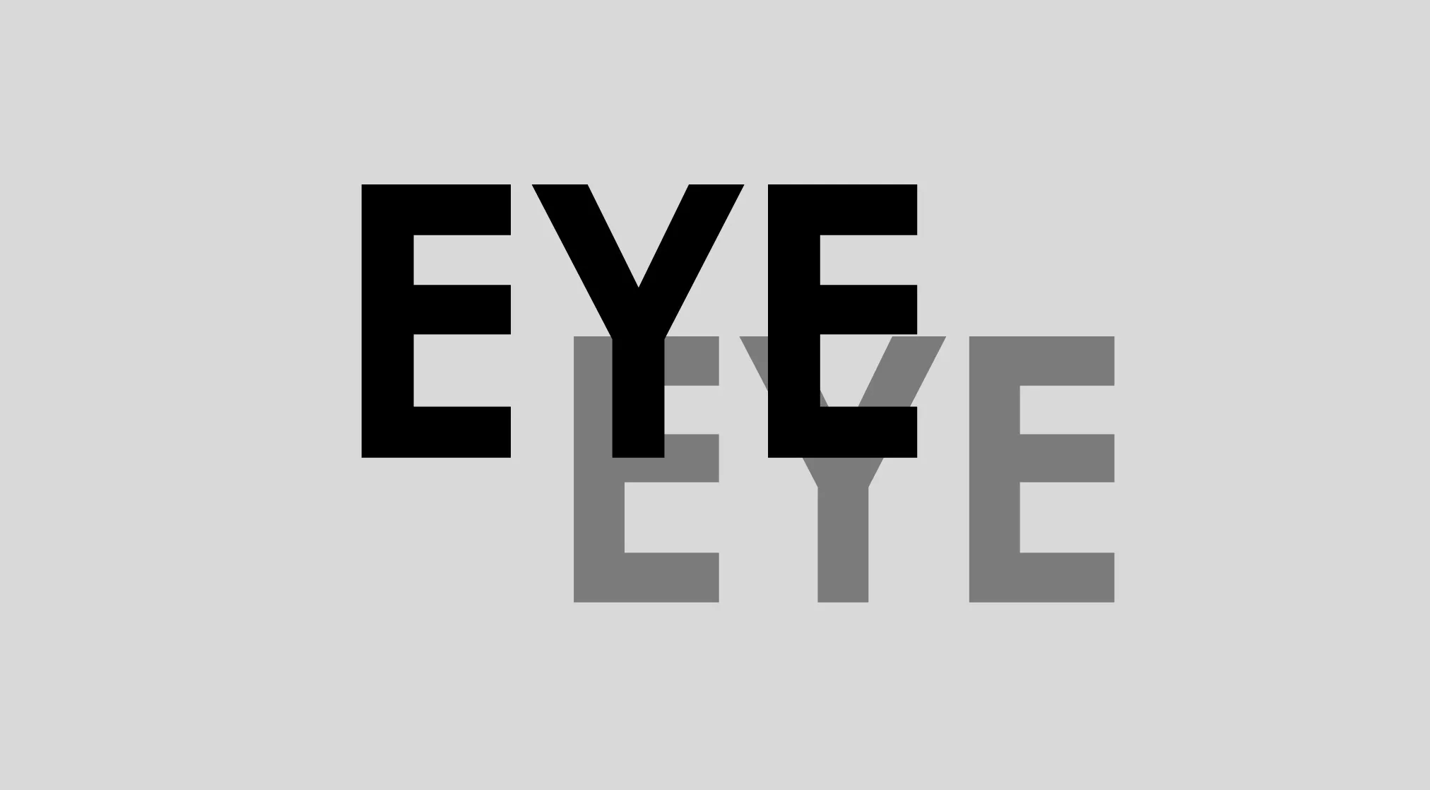 A Rebus Puzzle Quiz with the word EYE in bold black text overlaying a fainter gray EYE, suggesting a play on words.