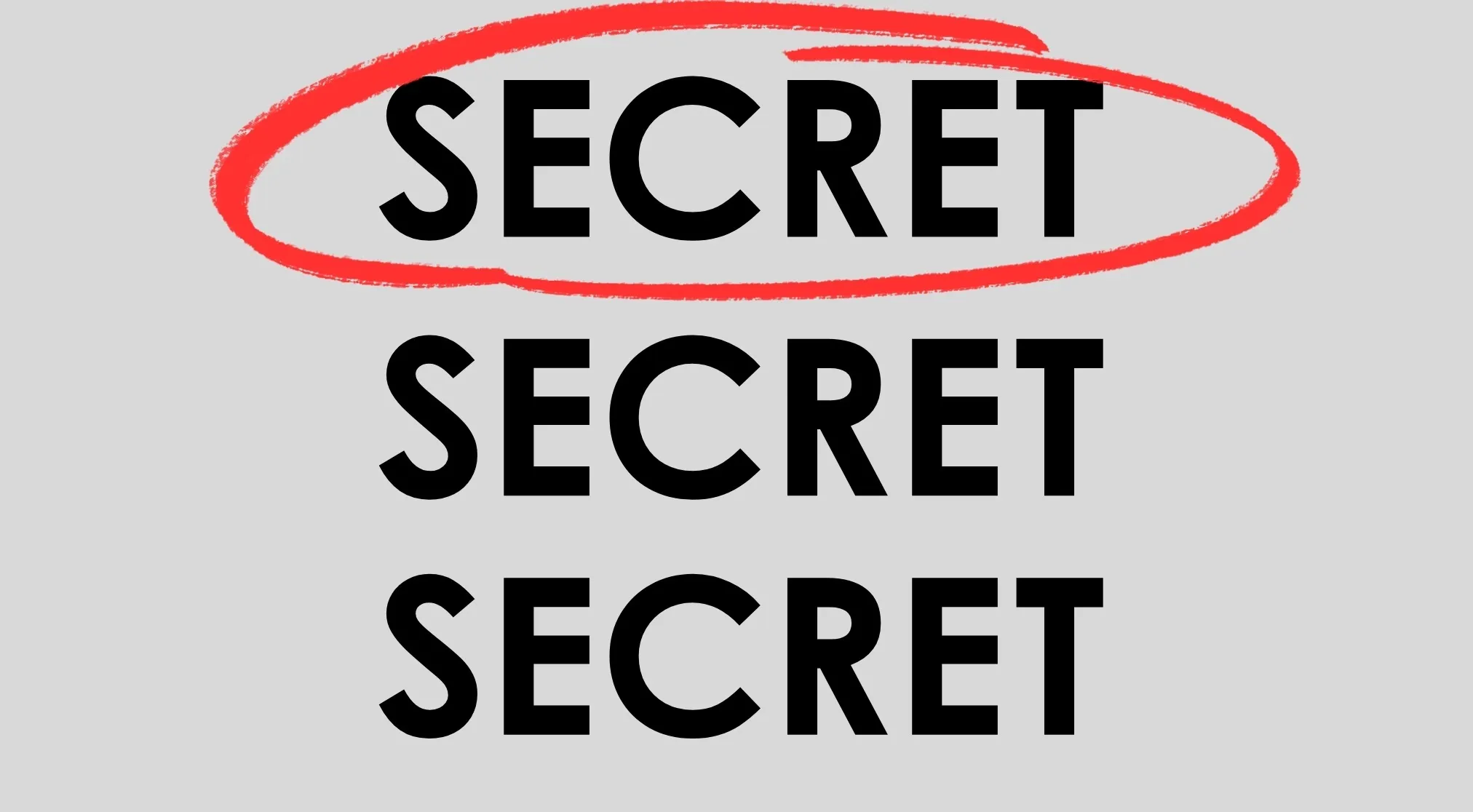 Rebus Puzzle Quiz: The word SECRET is repeated three times vertically, with the top SECRET circled in red.