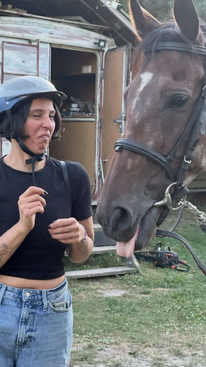 Foto estética con un caballo