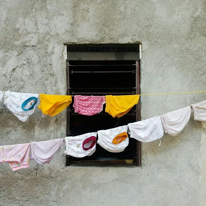Undergarments drying on a line, a simple scene juxtaposed with complex questions kids ask that leave parents stumped.