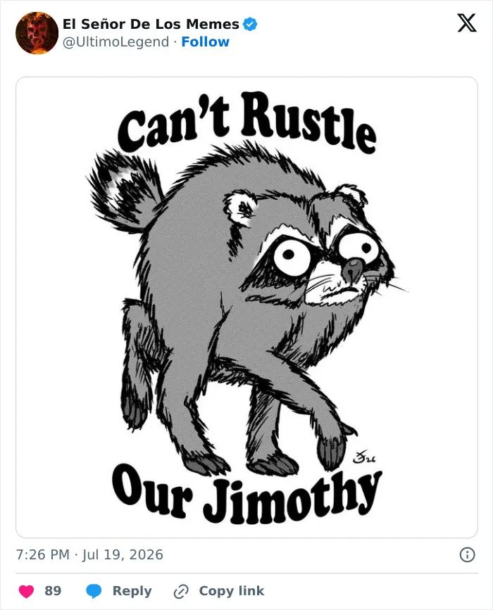 23 Memes That Capture The World's Unhinged Obsession With An Unusually Shaped Raccoon Named "Jimothy"