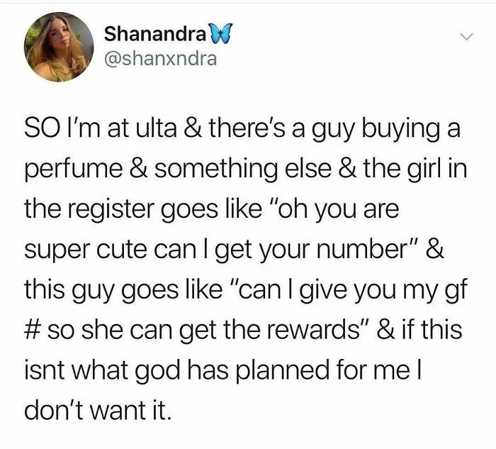 Wholesome people online: a tweet from Shanandra about a guy giving his girlfriend's number for rewards.