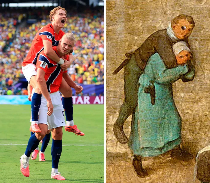 Erling Haaland’s Piggyback Ride To A Teammate - Children's Games By Pieter Brueghel The Elder