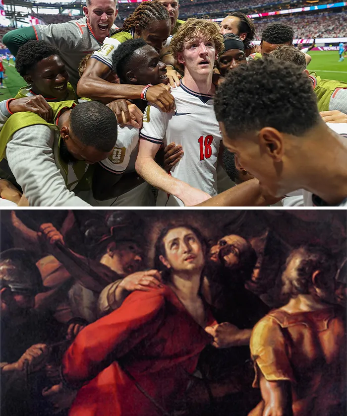 England Team And Anthony Gordon - The Capture Of Christ, By Giulio Cesare Procaccini