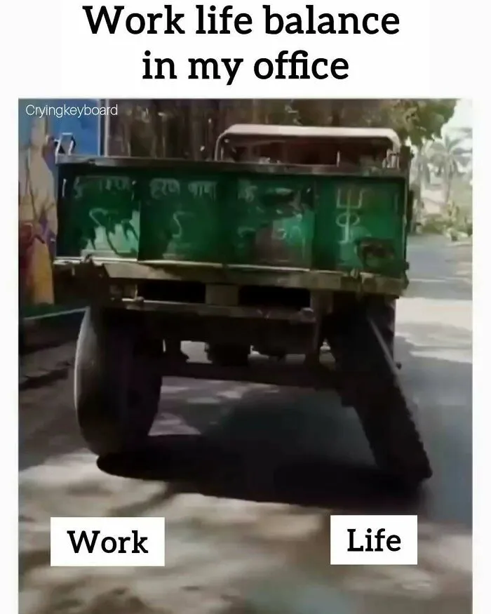 A meme of a lopsided cart, symbolizing relatable memes about having to work tomorrow.