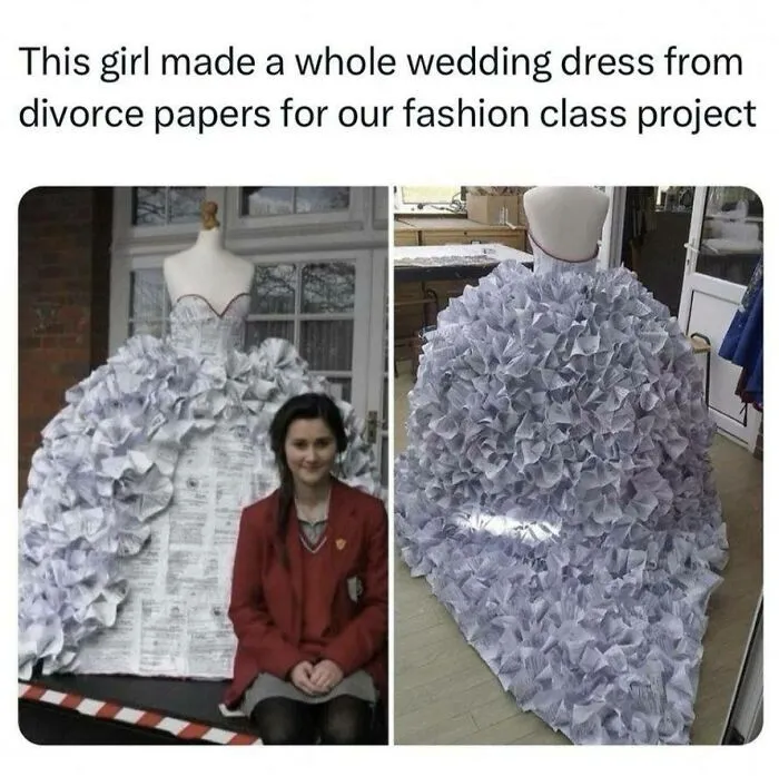 She Turned Divorce Papers Into A Wedding Dress, And The Talent Is Unreal