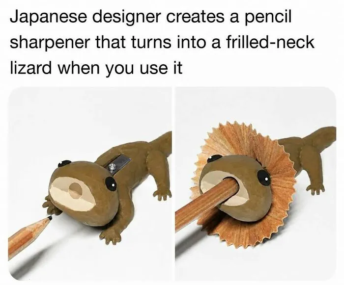 This Frilled-Neck Lizard Pencil Sharpener Turns Pencil Shavings Into Part Of The Design