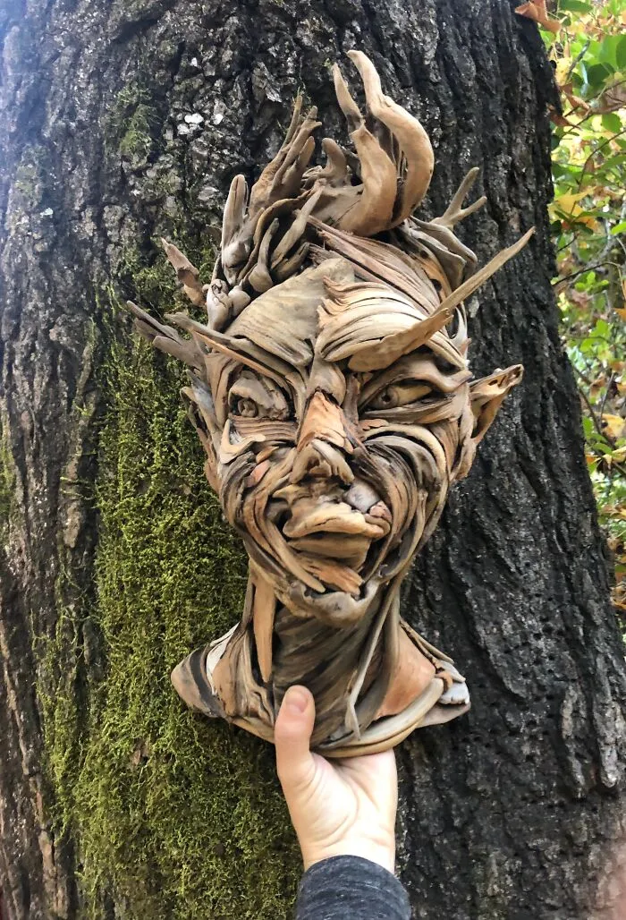 27 Mesmerizing Portrait Sculptures Crafted From Naturally Found Wood By This Artist