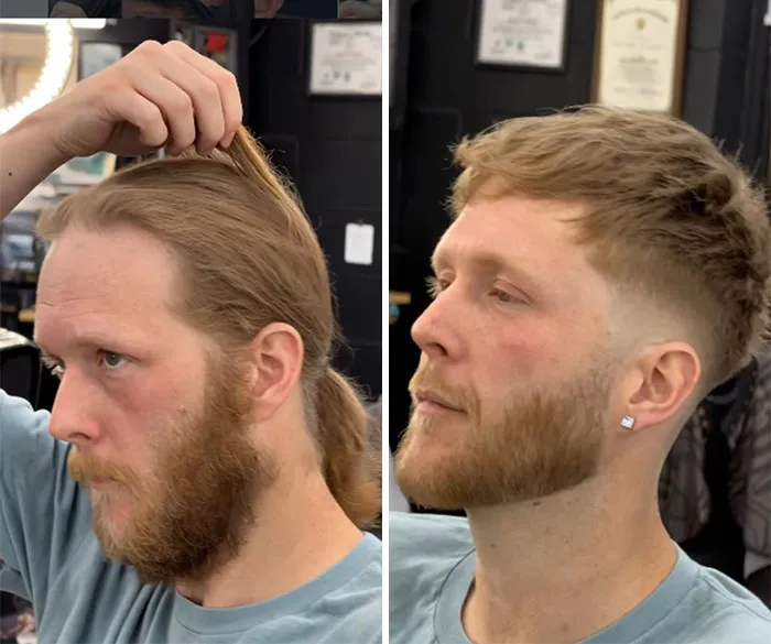This Barber Shared Before-And-After Photos Of Clients That Prove A Haircut Can Change Everything (26 Pics)