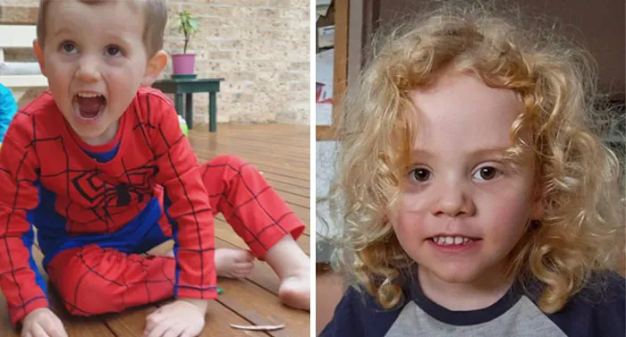 Two young boys, one in a Spiderman costume and another with curly blonde hair, linked to famous mysteries.