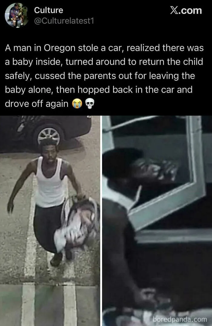 Turned Around To Return The Child Safely, Cussed The Parents Out For Leaving The Baby Alone, Then Hopped Back In The Car