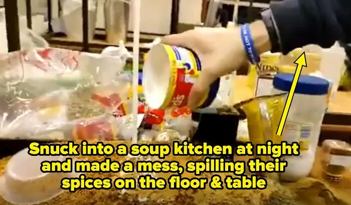 Mc Sneaks Into A Soup Kitchen At Night And Makes A Mess Spilling Their Spices On The Floor & Table