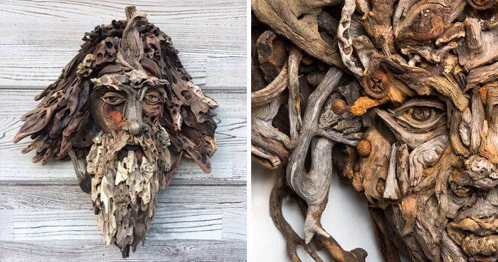 27 Mesmerizing Portrait Sculptures Crafted From Naturally Found Wood By This Artist