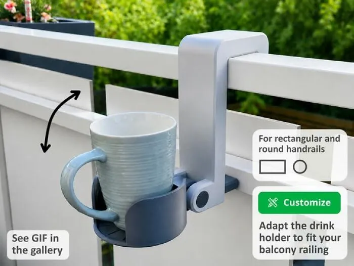 A Sturdy Drink Holder For Balcony Railings
