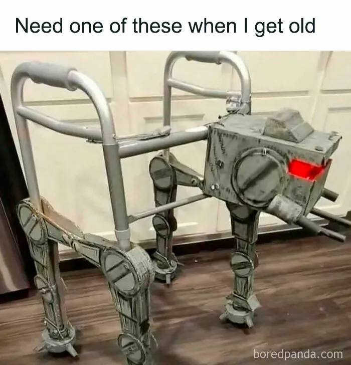 A walker modified to look like an AT-AT from Star Wars, a creative Gen X meme.