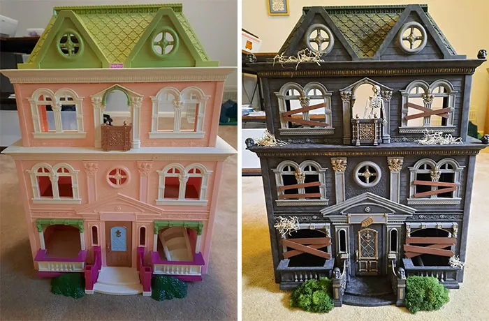 I Took An Old Fisher Price Doll House And Turned It Into A Haunted Mansion