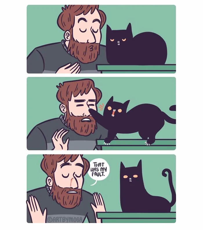 Meet Shadowfang, The Dramatic Black Cat That Inspired Med Adams’ 28 Relatable Comics