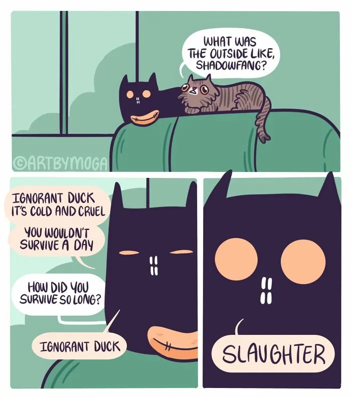 Meet Shadowfang, The Dramatic Black Cat That Inspired Med Adams’ 28 Relatable Comics
