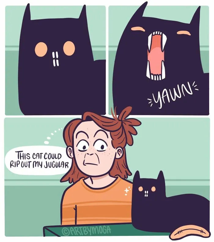 Meet Shadowfang, The Dramatic Black Cat That Inspired Med Adams’ 28 Relatable Comics