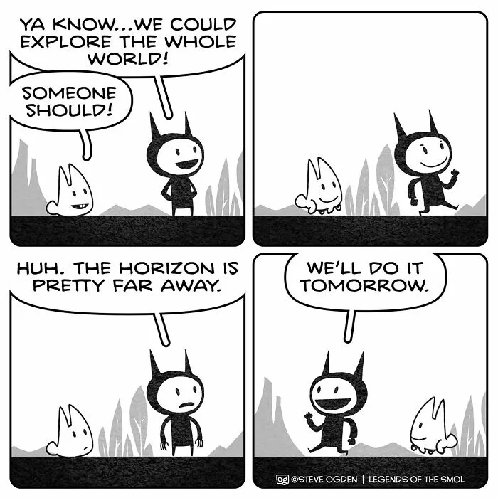 25 Cute Comics By Steve Ogden About A Tiny Character With A Huge Amount Of Confidence