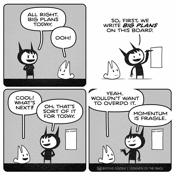 25 Cute Comics By Steve Ogden About A Tiny Character With A Huge Amount Of Confidence