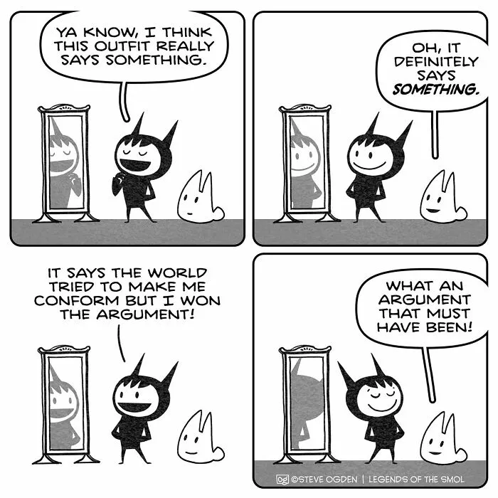 25 Cute Comics By Steve Ogden About A Tiny Character With A Huge Amount Of Confidence