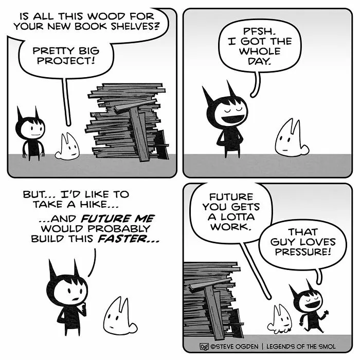 25 Cute Comics By Steve Ogden About A Tiny Character With A Huge Amount Of Confidence