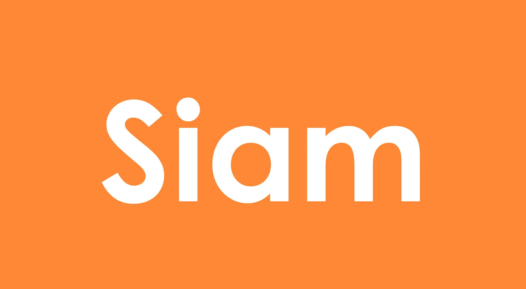 The word Siam in white letters on an orange background, representing the historical name of a country.