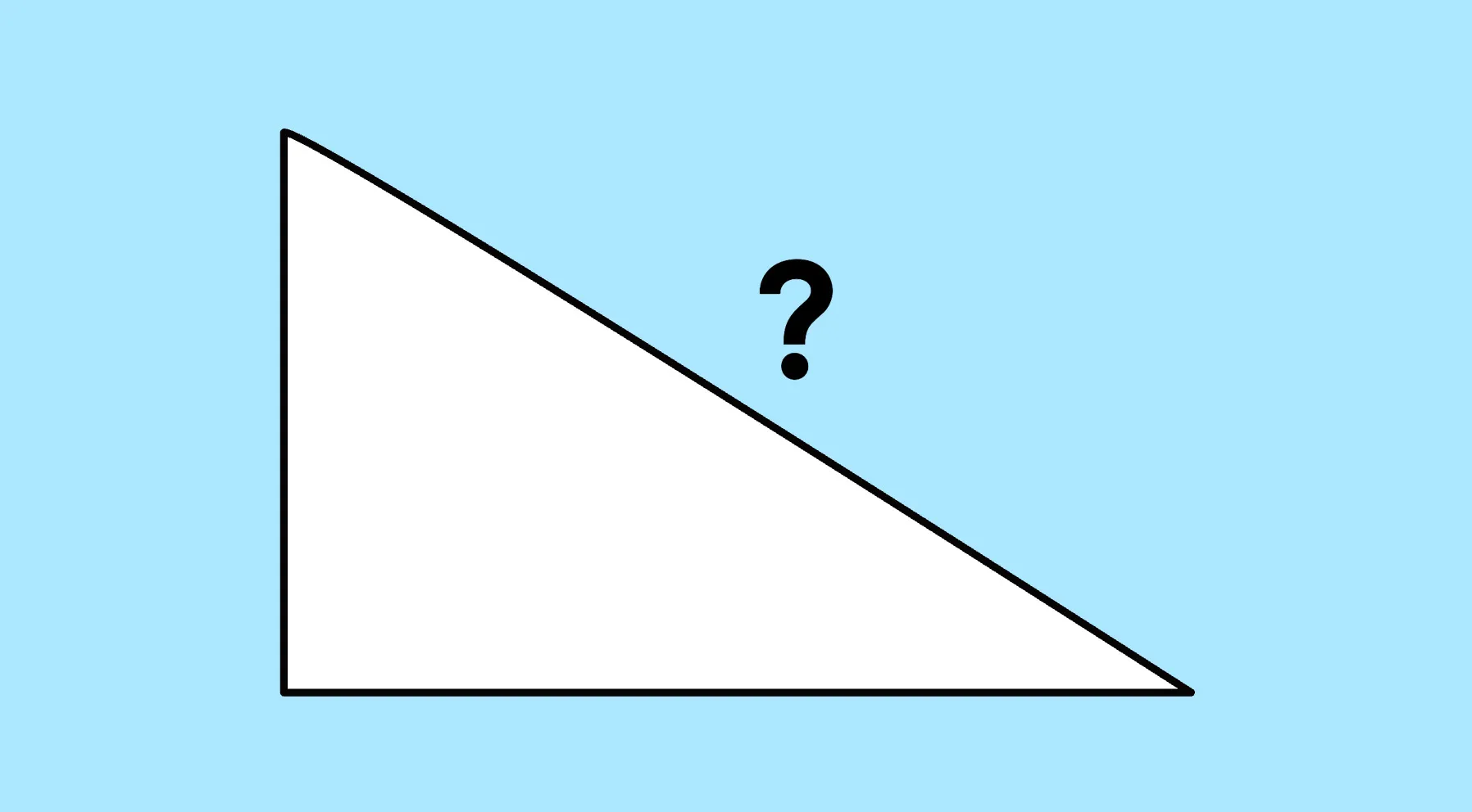 A right triangle on a light blue background with a question mark, asking for the name of its longest side.