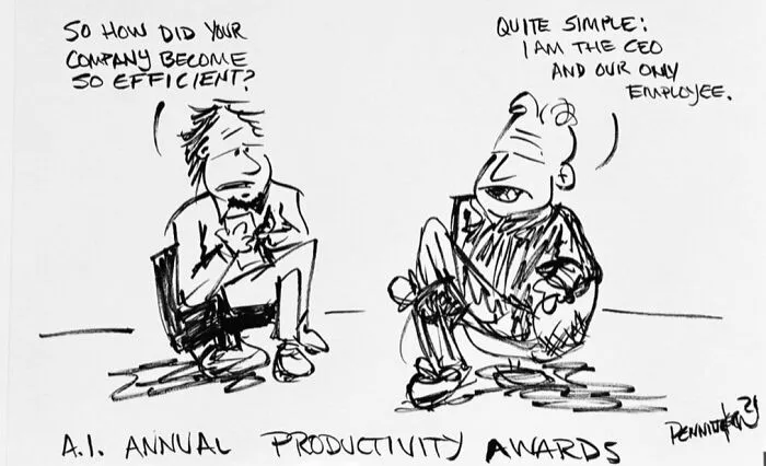 30 Cartoons That Poke Fun At AI, Corporate Culture, Politics, And Other Modern Absurdities