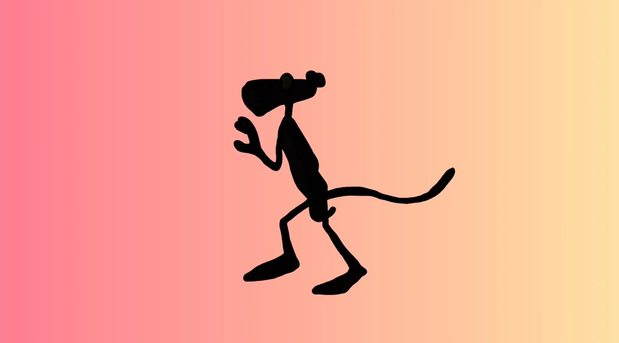Saturday Morning Cartoons silhouette of the Pink Panther character on a pink and yellow background.