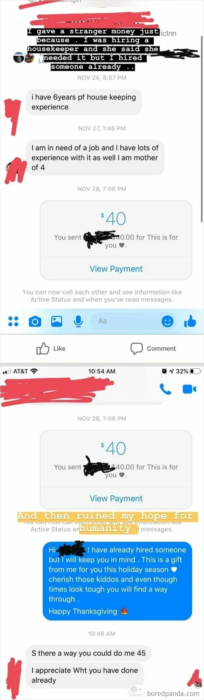 Facebook Friend Made The Mistake Of Giving Someone Money. Got To Love The Spirit Of The Holidays