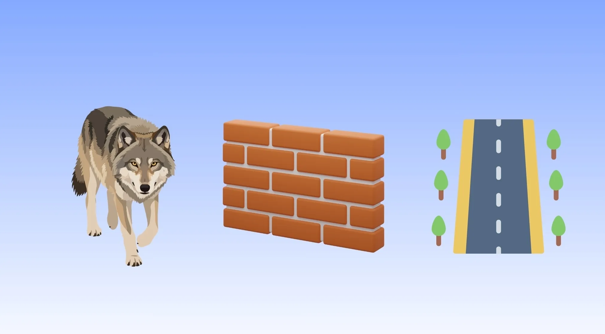 A wolf, a brick wall, and a road with trees. Can you solve this Movie Rebus Quiz?