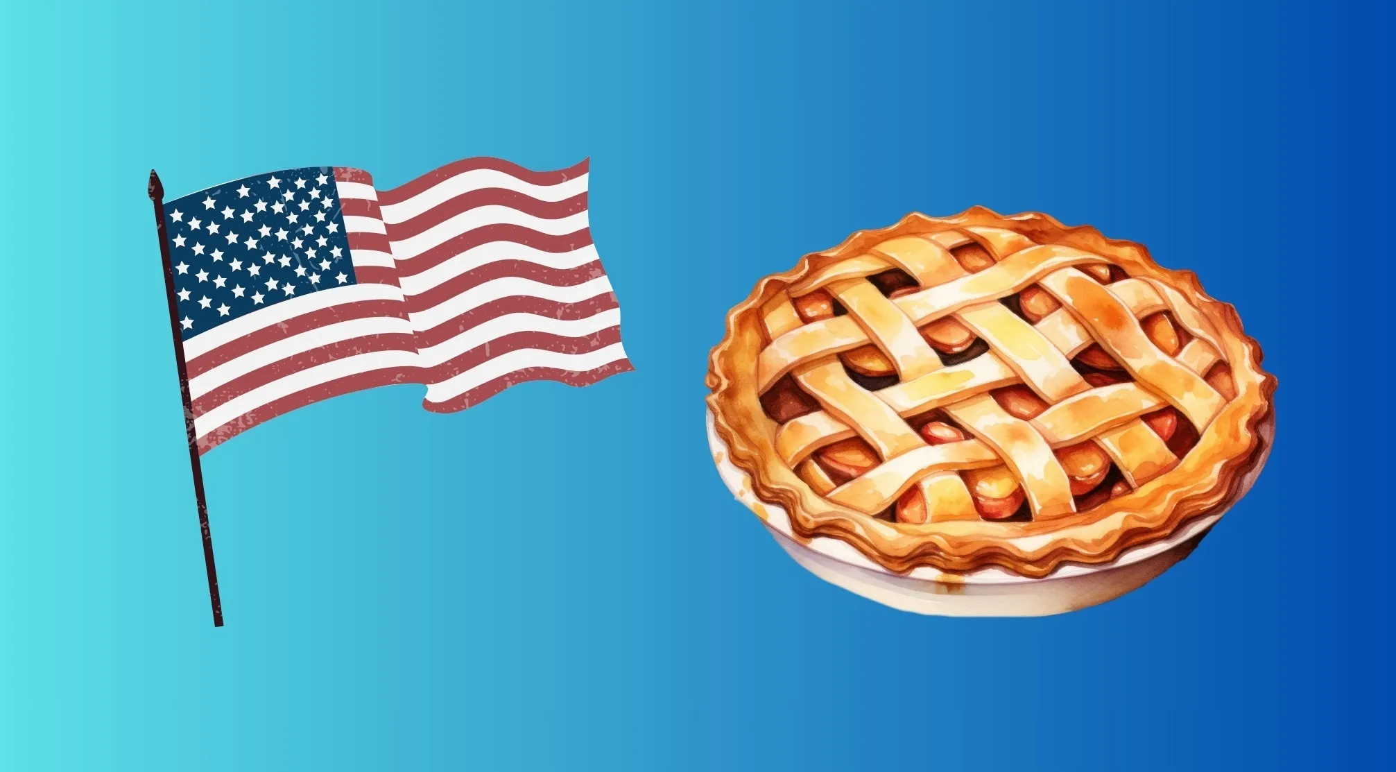 A Movie Rebus Quiz image with an American flag and an apple pie, challenging viewers to guess the film.