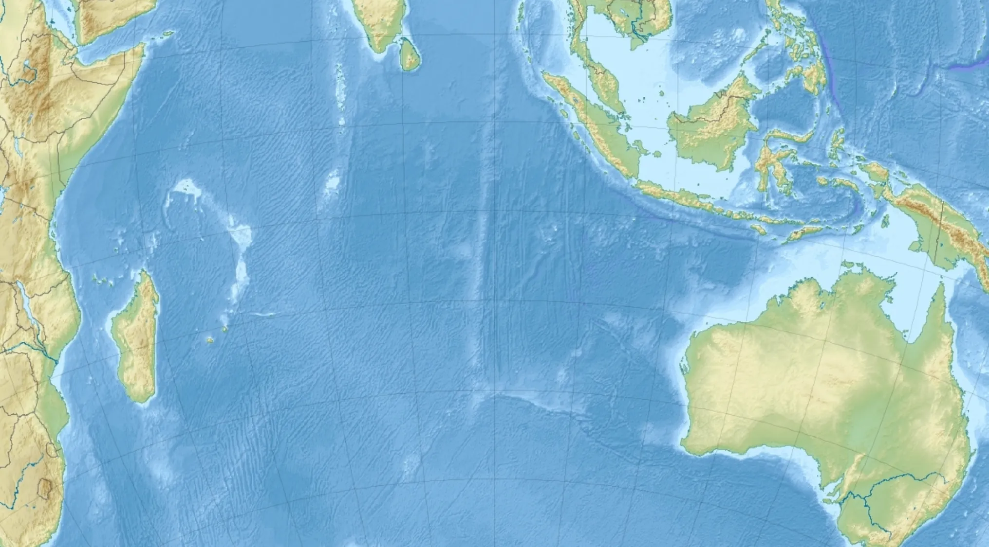 A map showing the ocean between Africa and Australia for a general knowledge pub quiz.