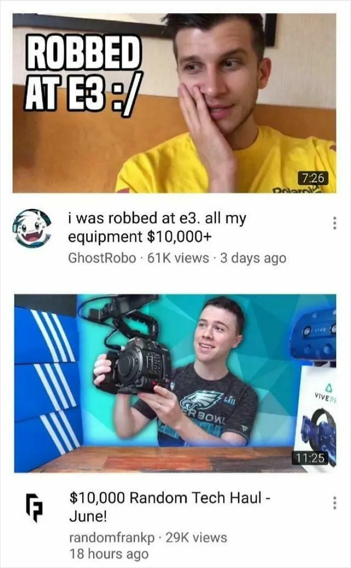 A split screen of interesting and hilarious ads placements on YouTube, showing how context influences perception.
