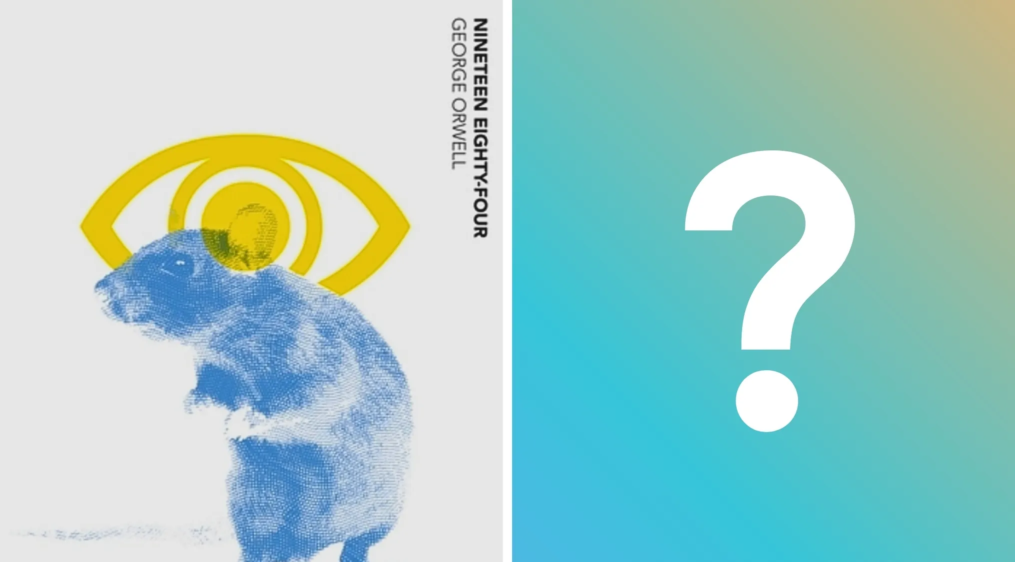 A question mark next to the cover of George Orwell's 1984. This image is about reality TV shows.