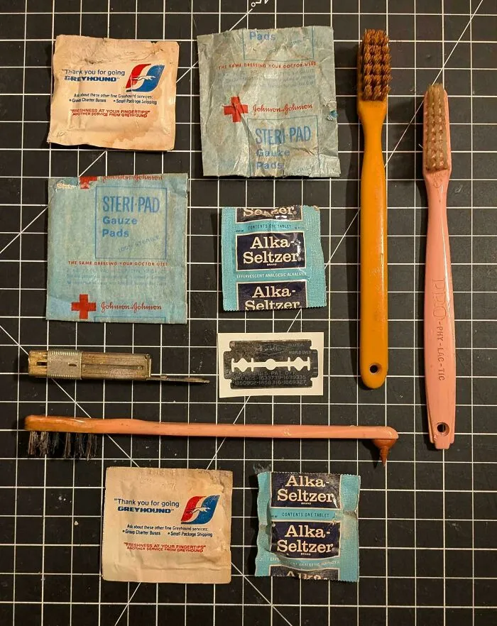 Kind Of Gross, Kind Of Cool. Objects Found Stuck Behind A Built-In Cabinet In The Bathroom Of My 1910 Apartment
