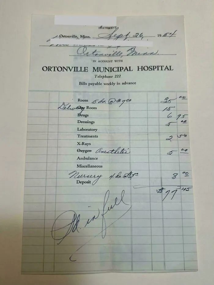 My Mom’s Receipt From When She Was Born