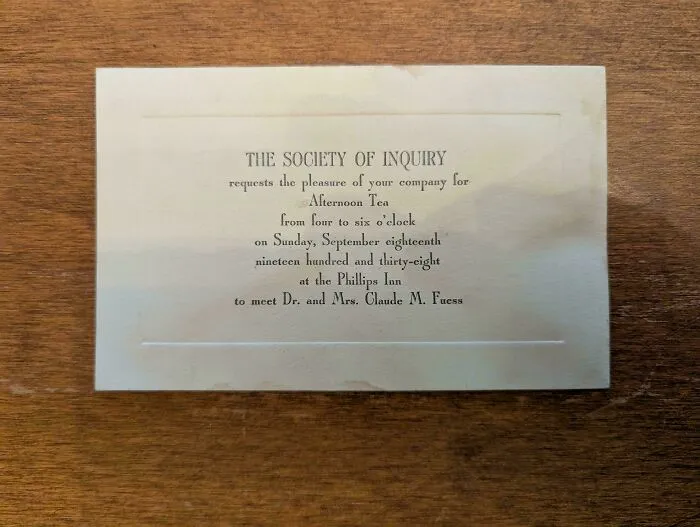 A vintage invitation for afternoon tea, an example of fascinating ephemera showing how the past has changed.
