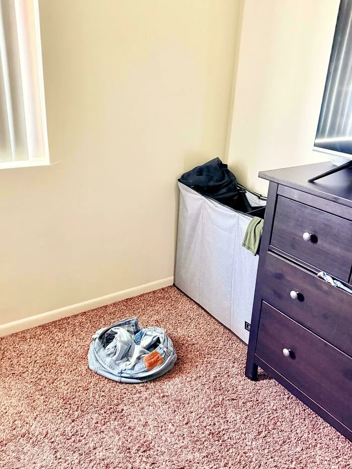 Where My Husband Dumps His Dirty Clothes vs. Where The Laundry Basket Is