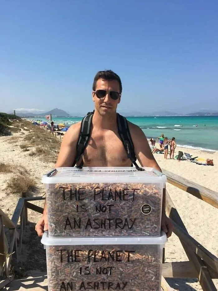 Smokers... Pick Up Your Damn Butts!! This Guy Is A Hero!