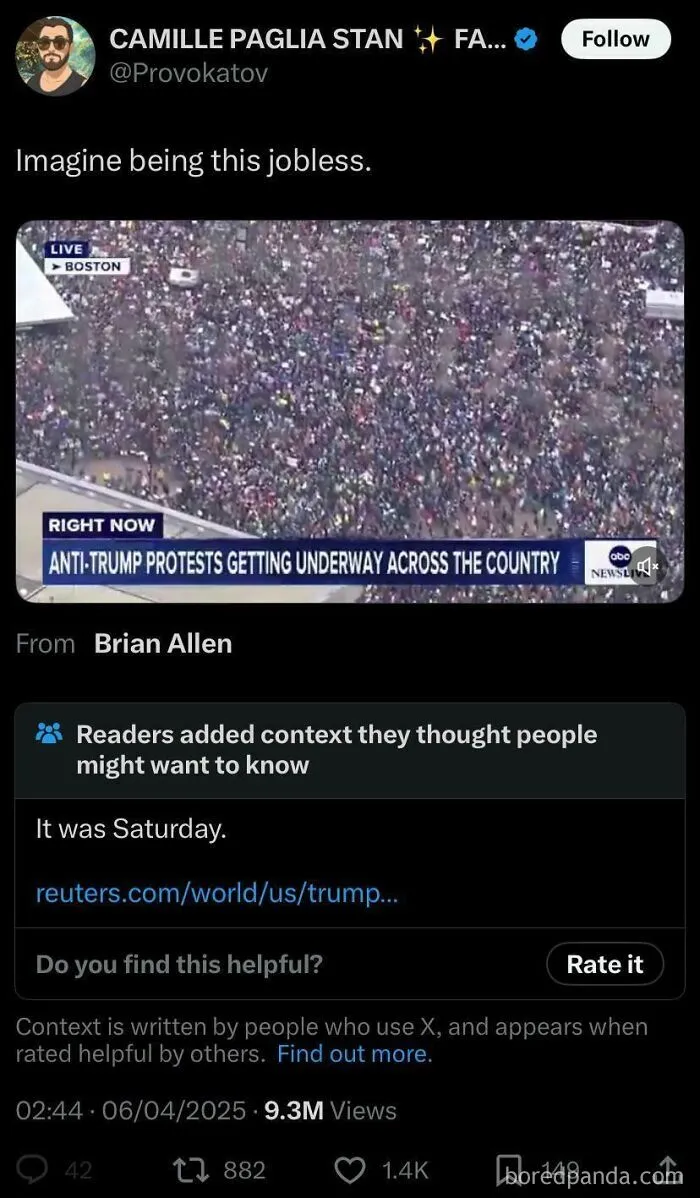 Anti-Trump protests with a fact-checked timestamp, showing people who got fact-checked.
