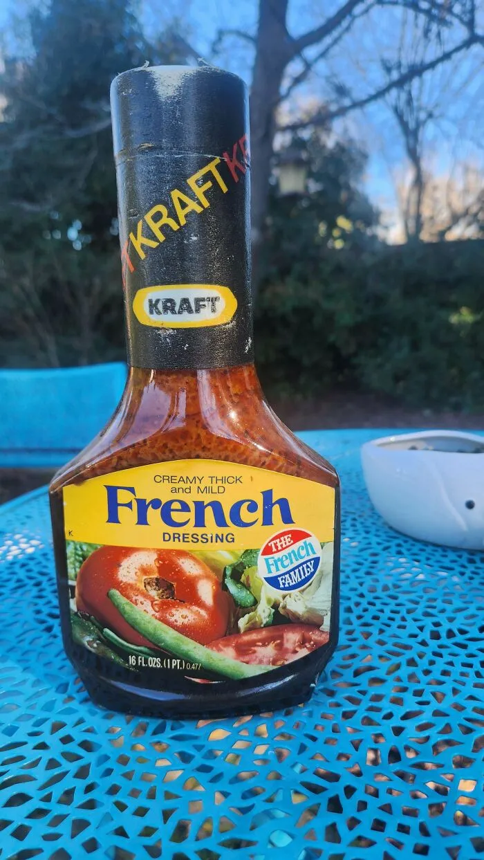 Kraft French Dressing: An old product found at home, showing a creamy thick and mild dressing.