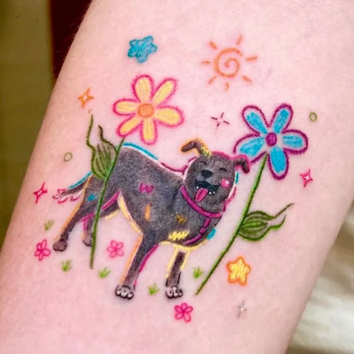 30 Tattoos By This Artist That Look Like They Were Scribbled With Pastel Crayons