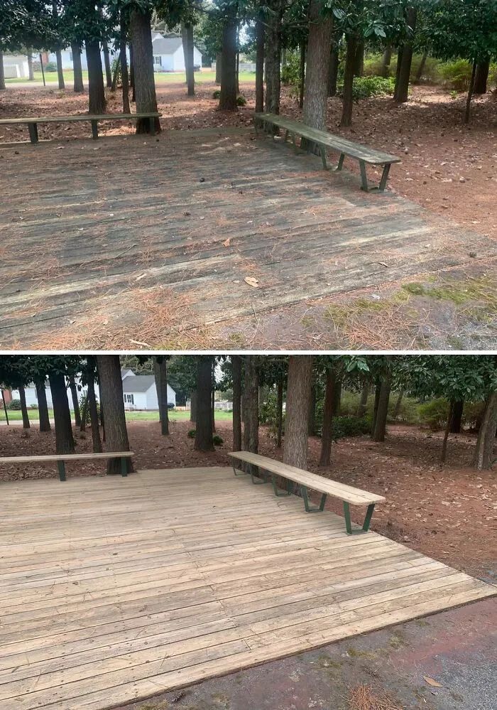 Wood Is Easily My Favorite Thing To Power Wash. Got The Deck Looking Brand New Again