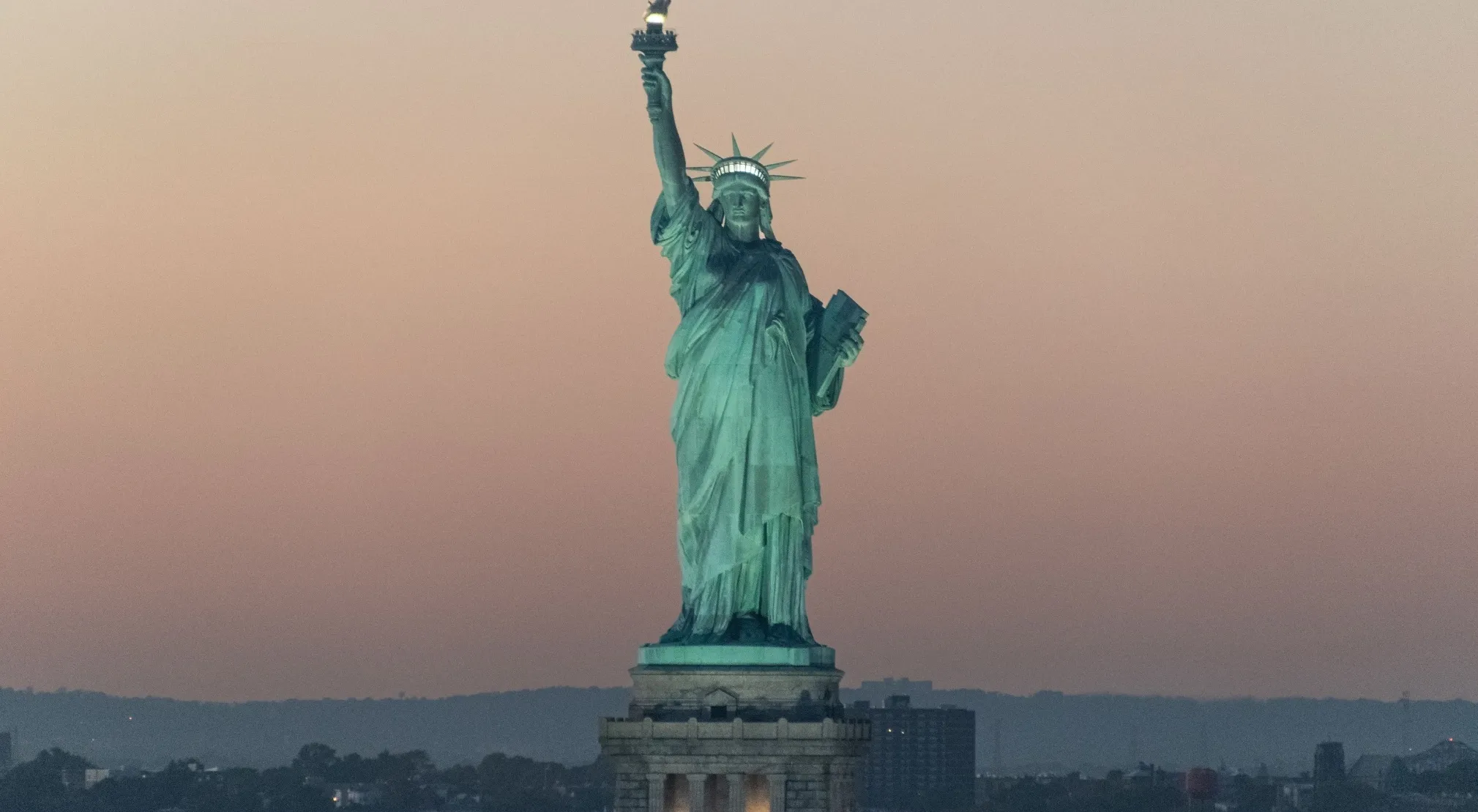 The Statue of Liberty at sunset. Elementary school true or false: France gave the Statue of Liberty as a gift.
